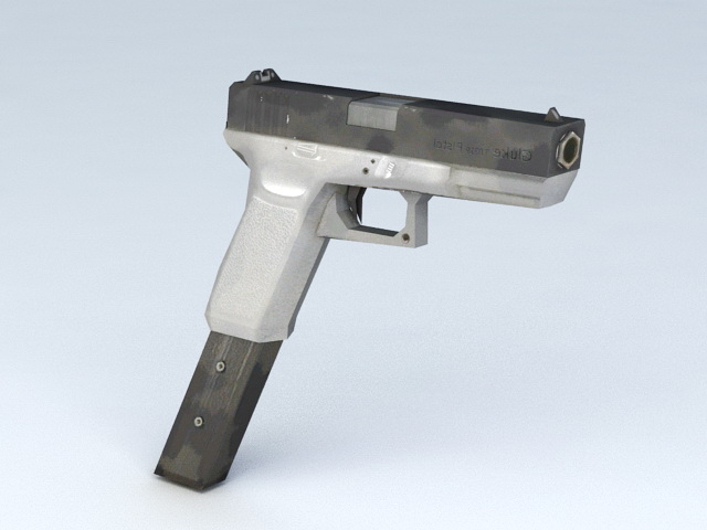 Gluke Pistol with Extended Clip 3d model