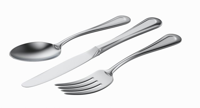 Table Dinner Cutlery 3 Items Set 3D Model