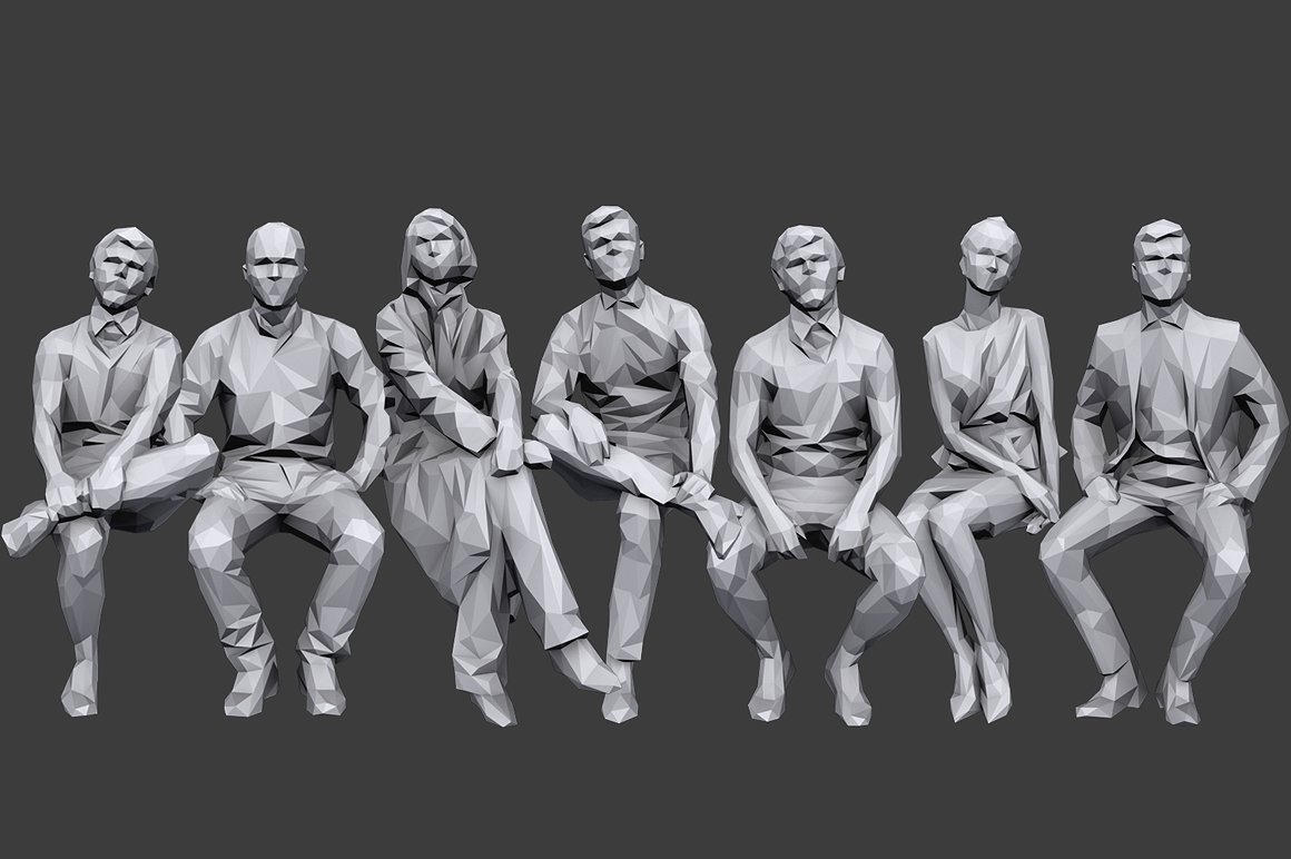 Lowpoly People Sitting Pack Vol.4