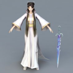 Woman with Sword 3d model