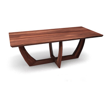 Brown wooden dining table 3d model