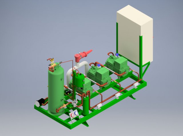Compressor pack 3xBITZER 4-TES-9Y Free 3D Model