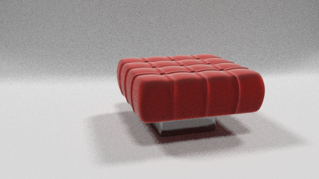 Red velvet pouf 3D Model