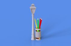 Street Lamp and Bin Pencil Pen Holder 3D Model
