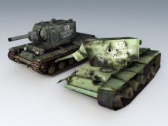 KV-2 Tanks and Destroyed 3d model
