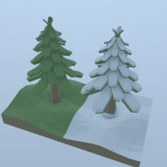 3D LowPoly pine trees