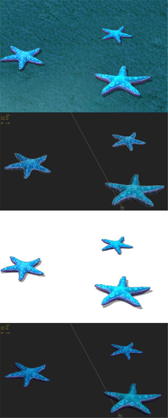Submarine cartoon world – blue five – pointed star