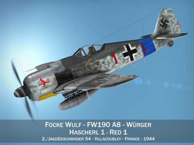 Focke Wulf – FW190 A8 – Red 1 3D Model