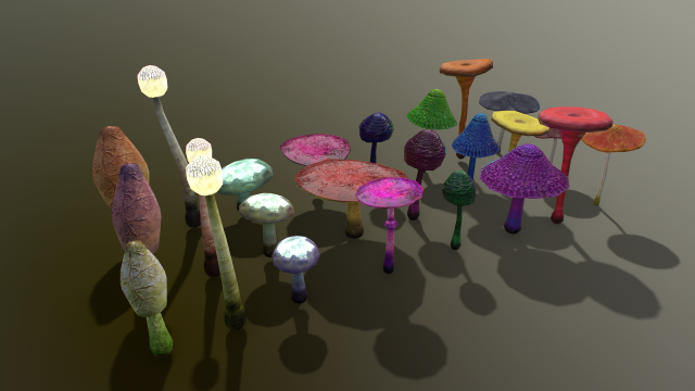 Fantasy Mushroom PBR PACK 3D Model