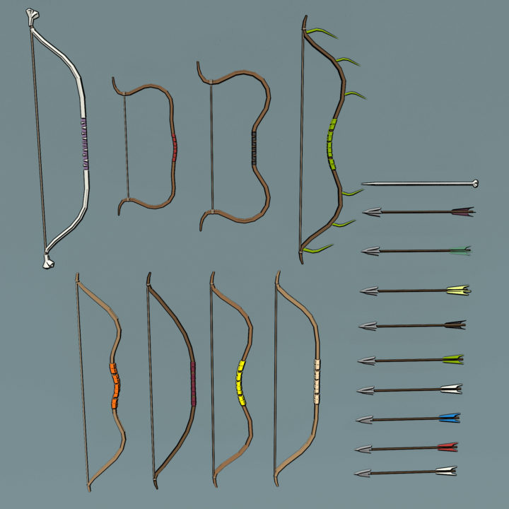 Low-poly bows pack