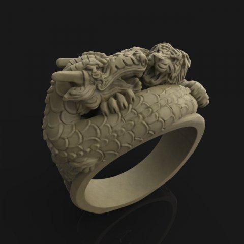 Tiger VS Dragon Ring 3D Model