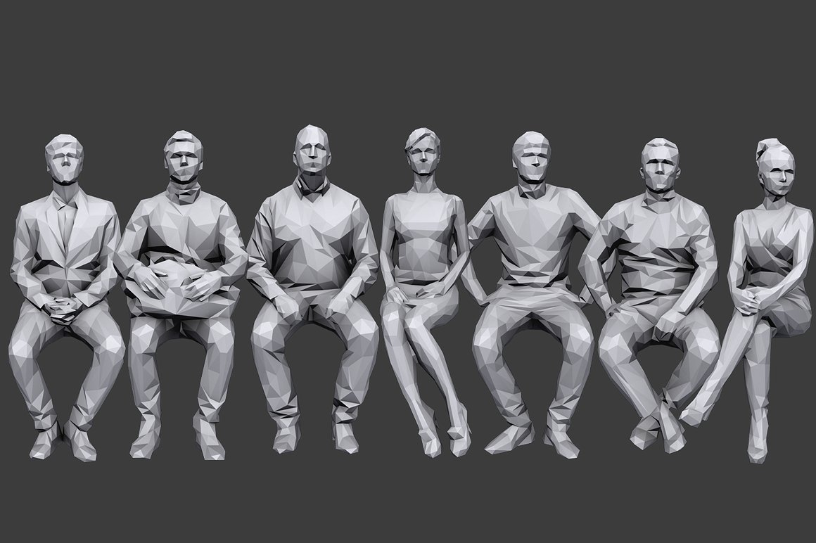 Lowpoly People Sitting Pack Vol.3