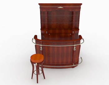 Red brown wooden bar 3d model