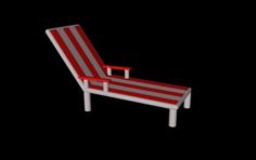 Red and White Striped Sun Lounger 3D model