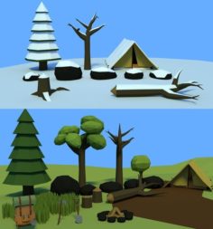 Low poly forrest assets