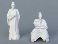 Ancient Scholar Statue 3d model