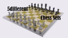 Chess Set 5DifferentSets 3D Model