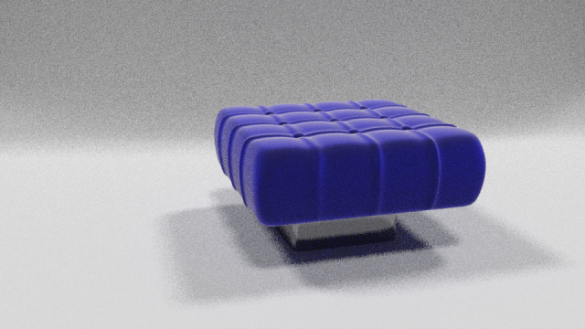 Blue velvet pouf 3D Model