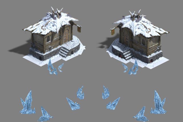 Ice and snow – cabins 3D Model