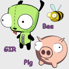 Invader Zim ( Gir, Pig, Bee ) model