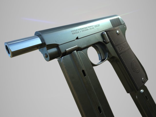 French UNION Pistol with Extended Magazine 3D Model
