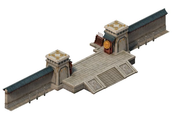 Game model – the main city of the city gate 3D Model