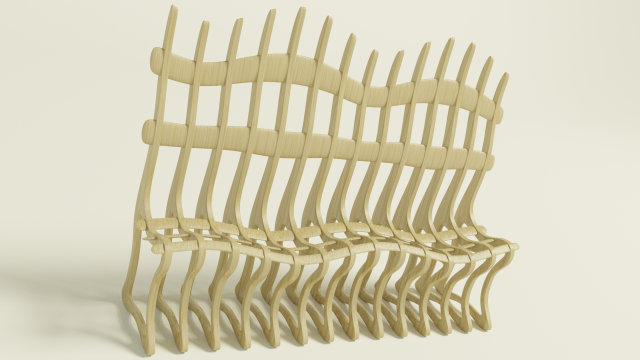 Ribbed bench 3D Model