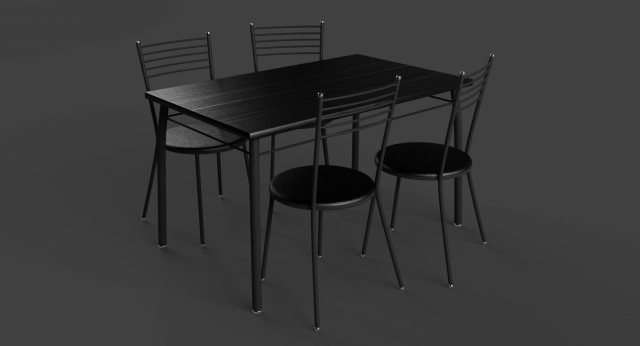 Chairs and Table Set BLACK 3D Model