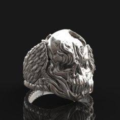 Winged fire skull ring 3D Model