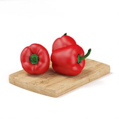Red Peppers on Wooden Board