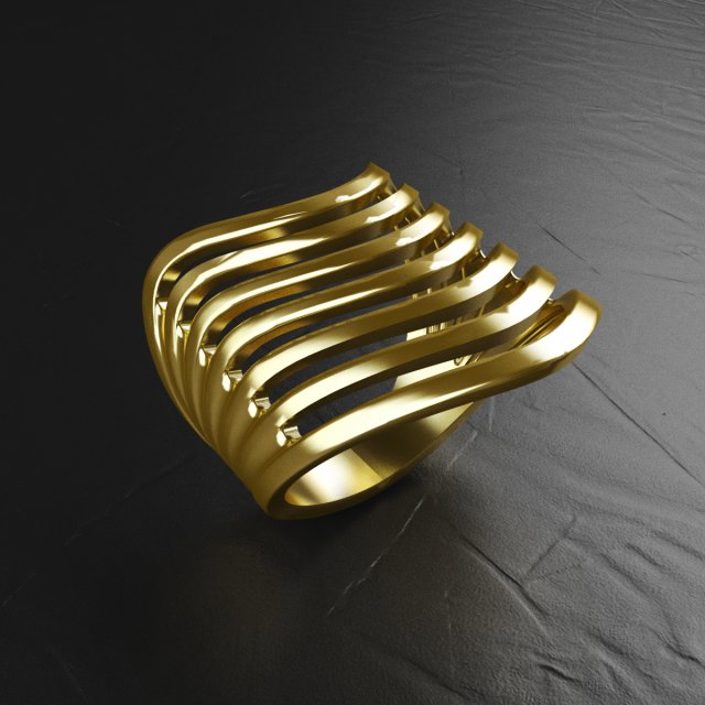 Gold Ring 7 waves 3D Model