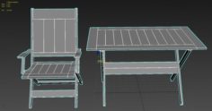 Wooden table and wooden chair 3D Model