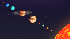 Cartoon Low Poly Solar System 3D Model