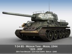 T-34 85 – Soviet medium tank – 239 3D Model