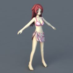 Anime Girl Swimsuit 3d model