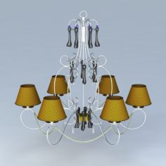 French Wire Chandelier 3d model