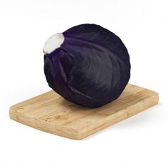 Red Cabbage on Wooden Board