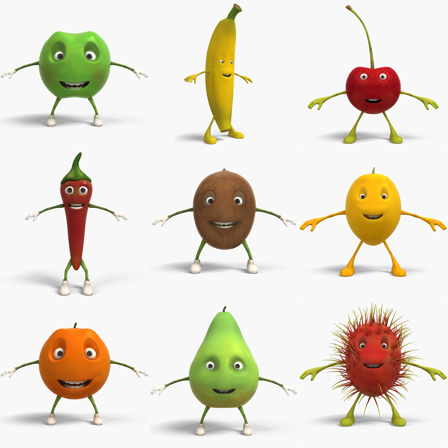 Cartoon Fruit Pack 3D model