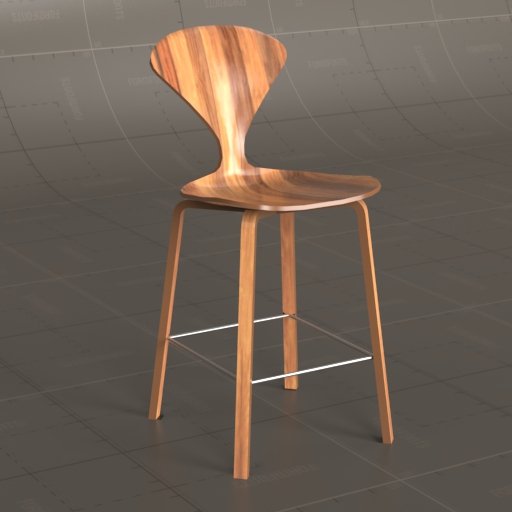 Cherner Wood Stool 3D Model