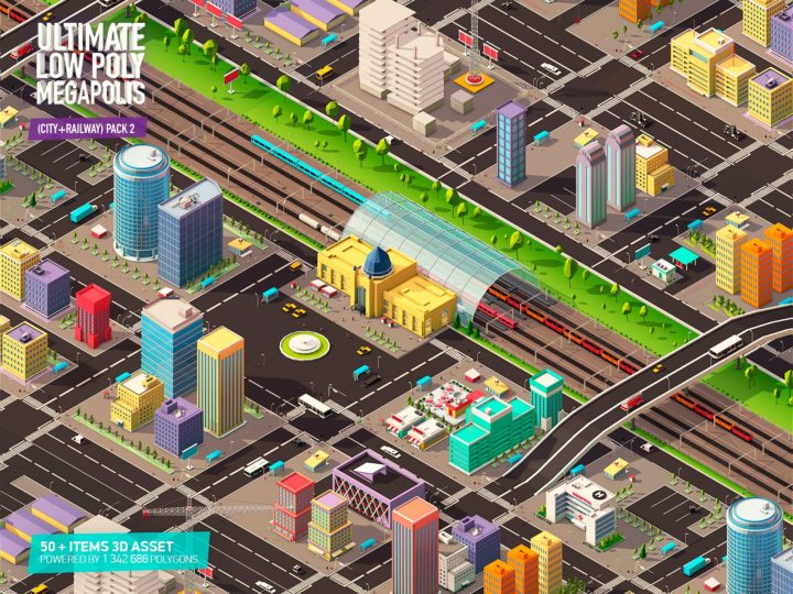 Low Poly Megapolis City Pack 2