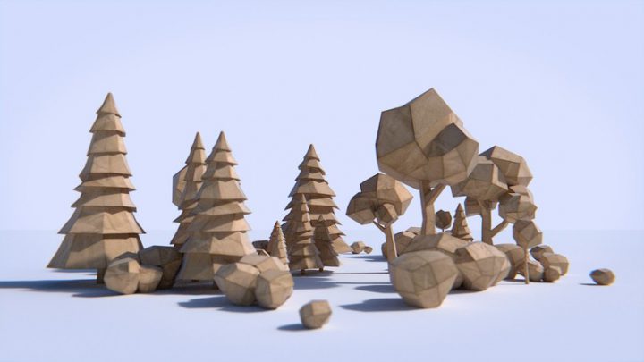 Paper Trees and Bushes 3D Model