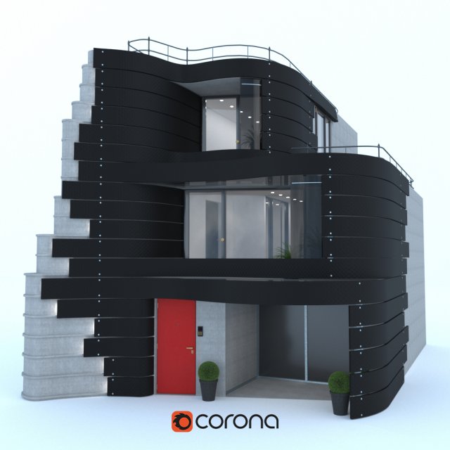 The facade of the house in Tokyo 3D Model