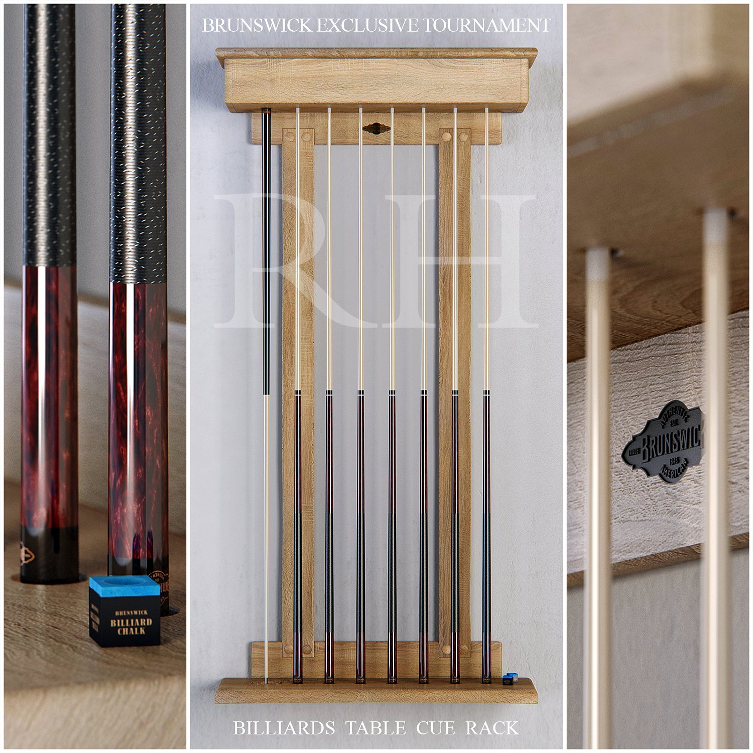 RH Brunswick billiards cue rack
