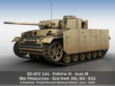 PzKpfw III – Panzer 3 – AusfM – 631 3D Model