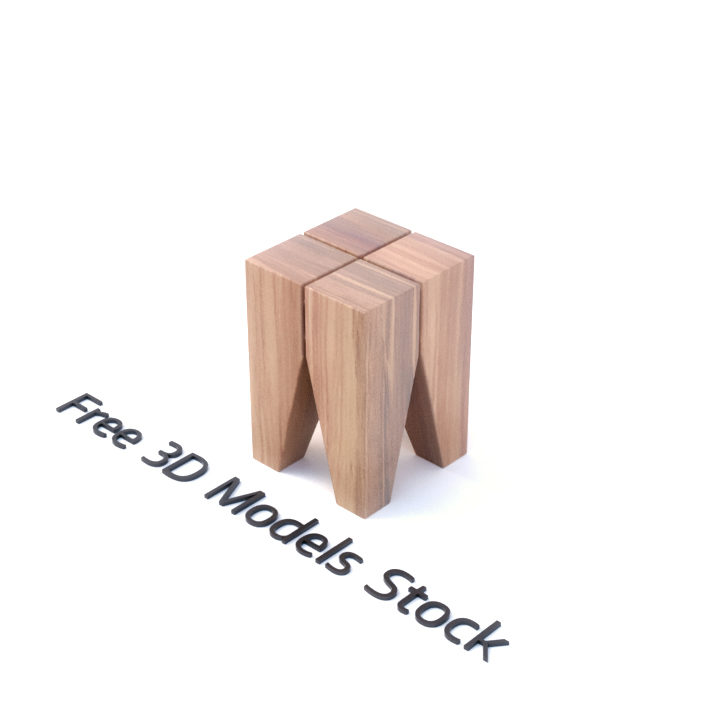 Backenzahn Wood Stool 3D Model