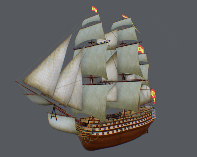 Spanish warship Santisima Trinidad 3D Model