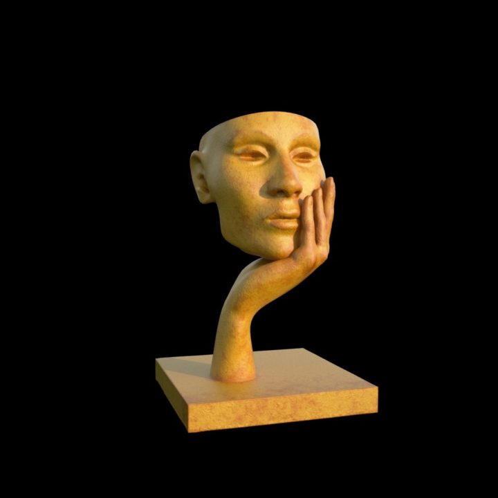 Modern sculpture of womans head 3D