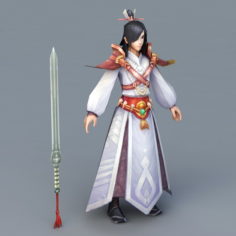 Anime Man with Sword 3d model