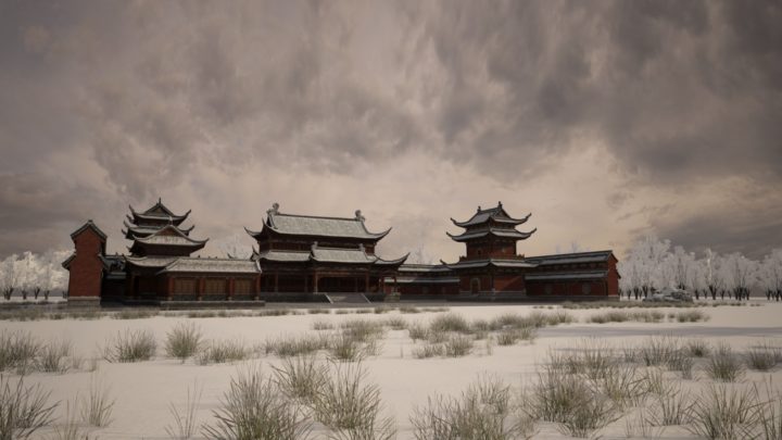 Ancient Japanese winter large building 3 d model 1 3D