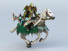 Male Elf Warrior Riding Horse 3d model